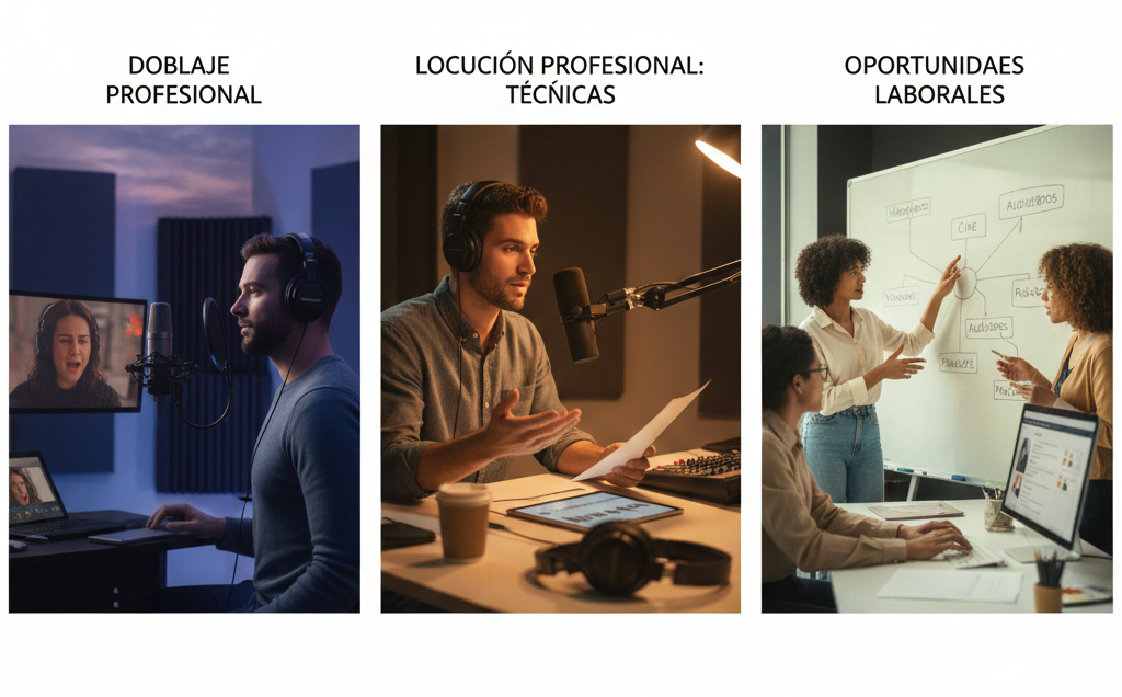 Doblaje y locución profesional: diferencias, técnicas y oportunidades laborales 2026